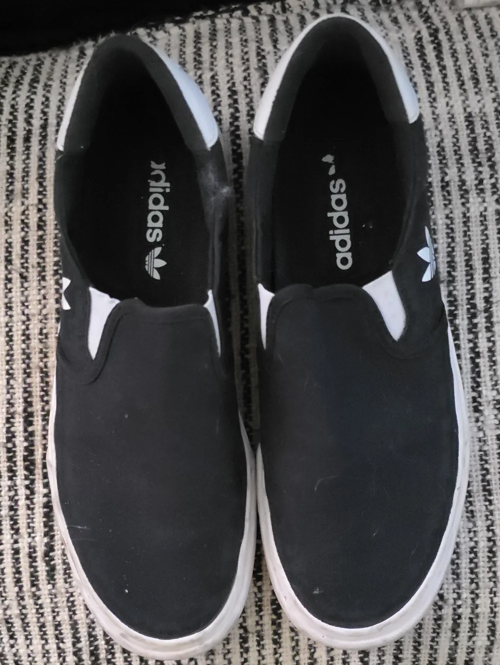 Adidas Black and White Slip-On Loafers Mens